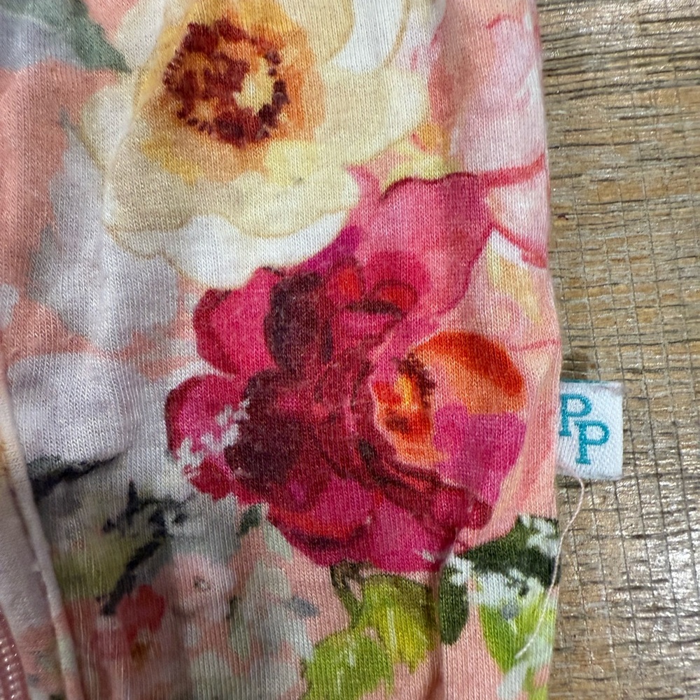 Posh Peanut Floral Footie - Pink and Cream - Picture 5 of 6